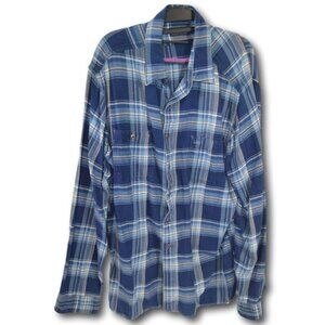 Polo Ralph Lauren Polo Men's Blue and White Plaid Shirt Size: XL